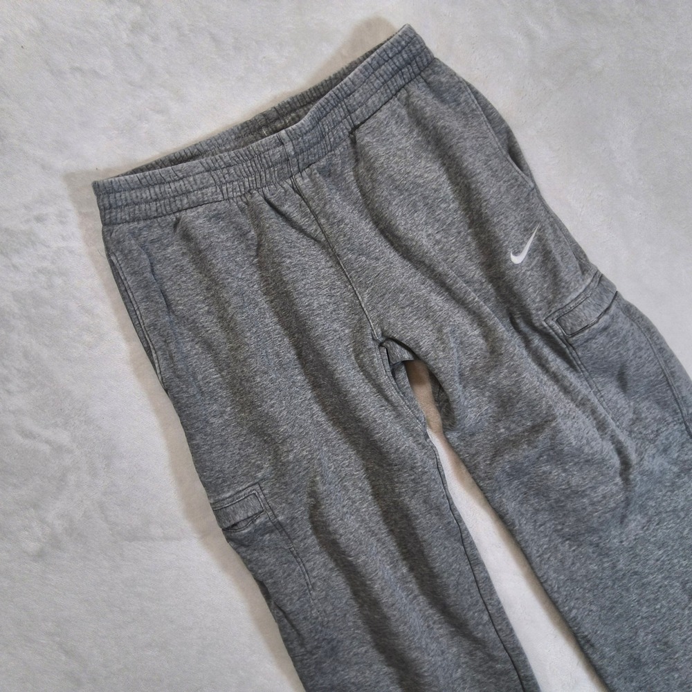 Vintage Nike Baggy Cargo Sweatpants Men's Large Fleece Y2K Wide Leg Gray Lounge